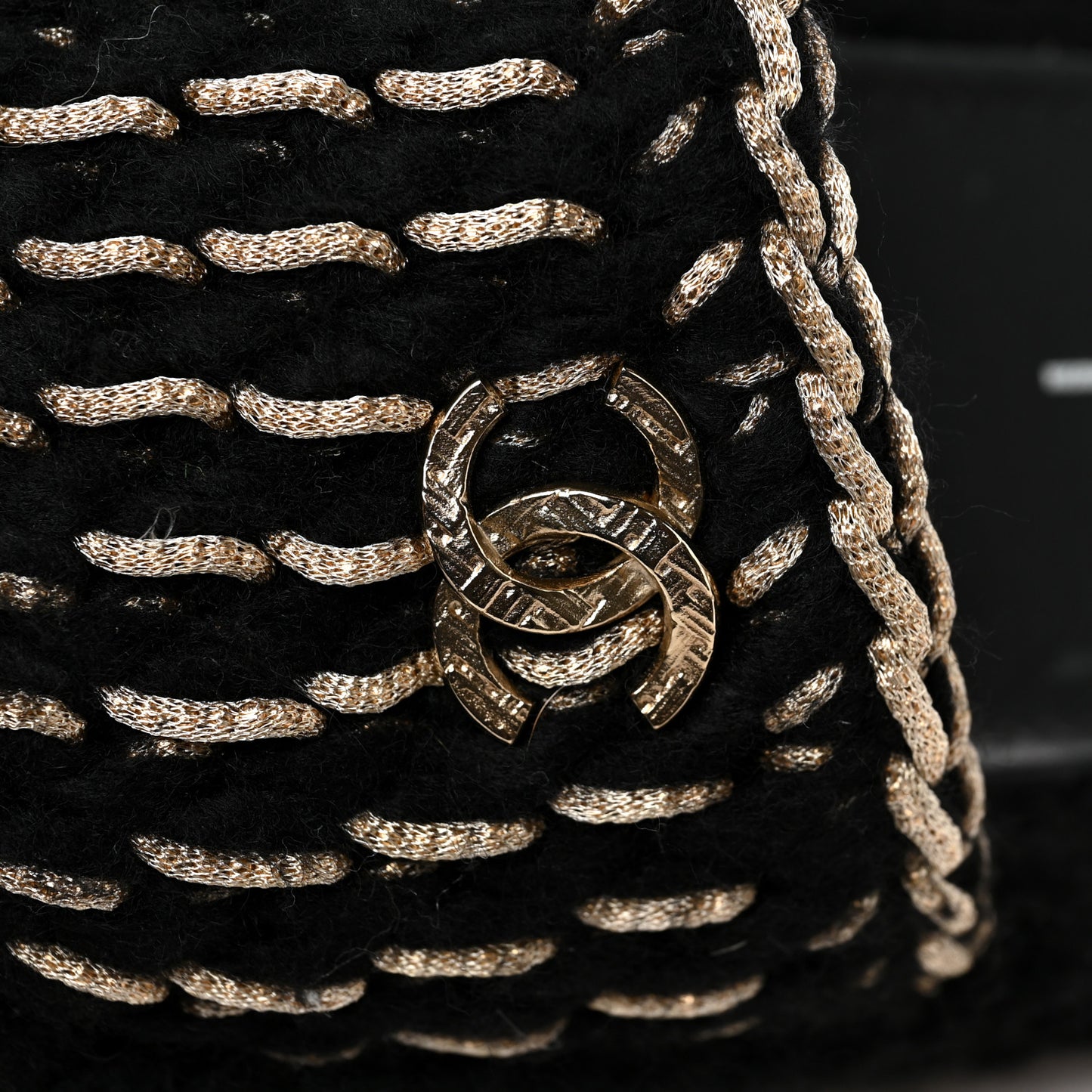 Braided Knit CC Mules 36 Black Gold
