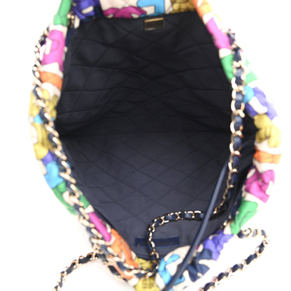 Chanel Printed Fabric Quilted Logo Large Shopping Tote Multicolor 4 of 12