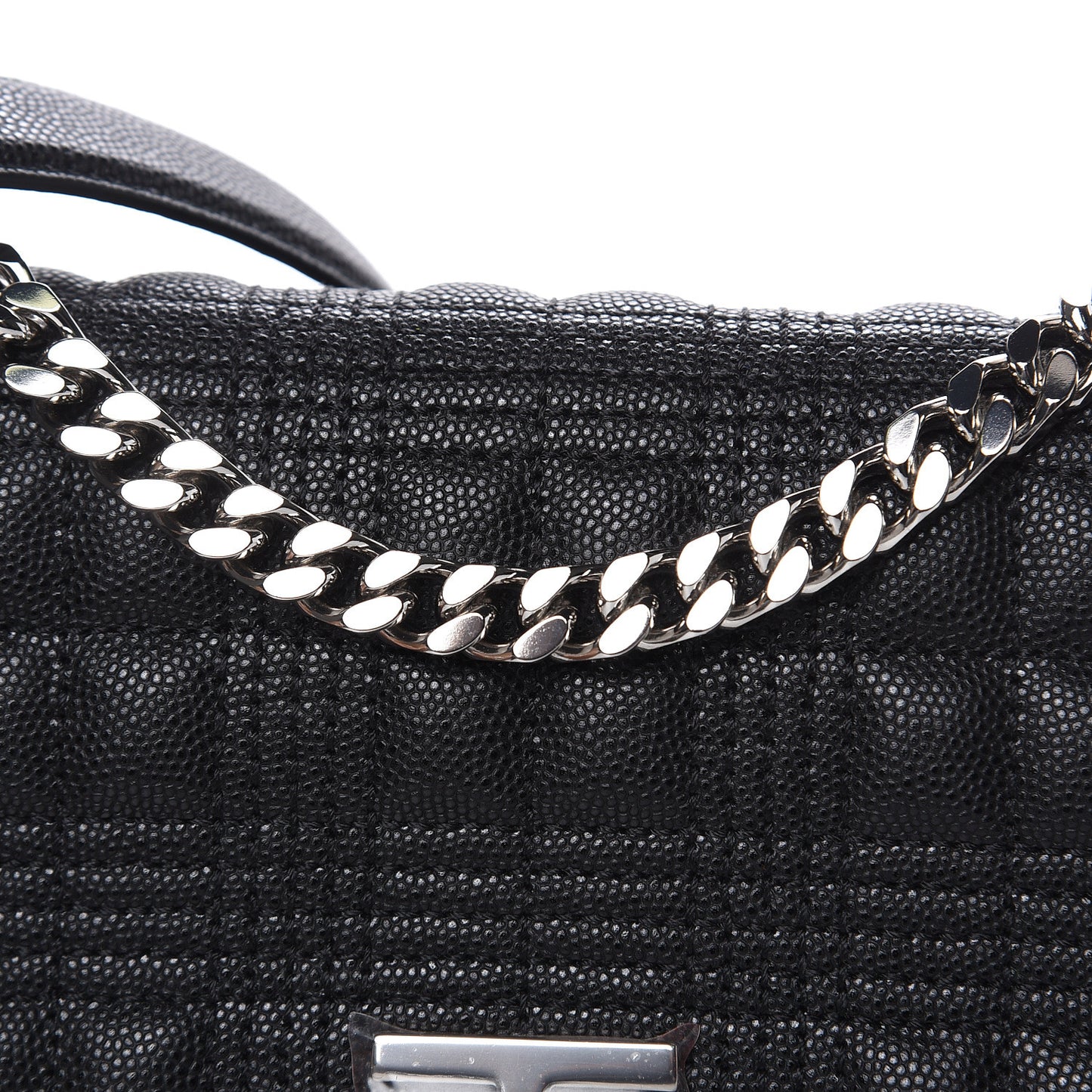 Grainy Calfskin Quilted Lola Bag Black