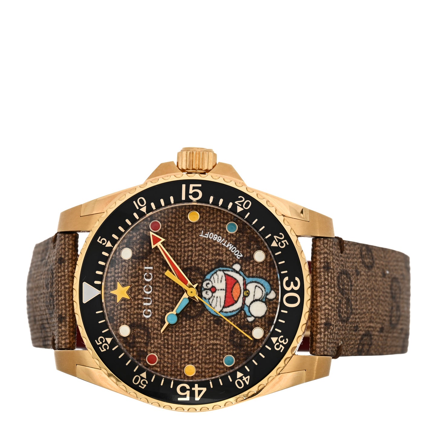 X DORAEMON Stainless Steel Canvas 40mm Dive Quartz Watch Brown