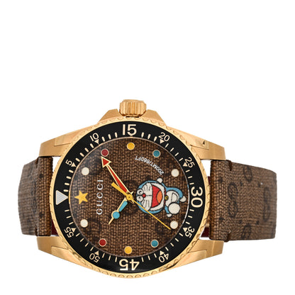 Gucci X DORAEMON Stainless Steel Canvas 40mm Dive Quartz Watch Brown 2 of 4