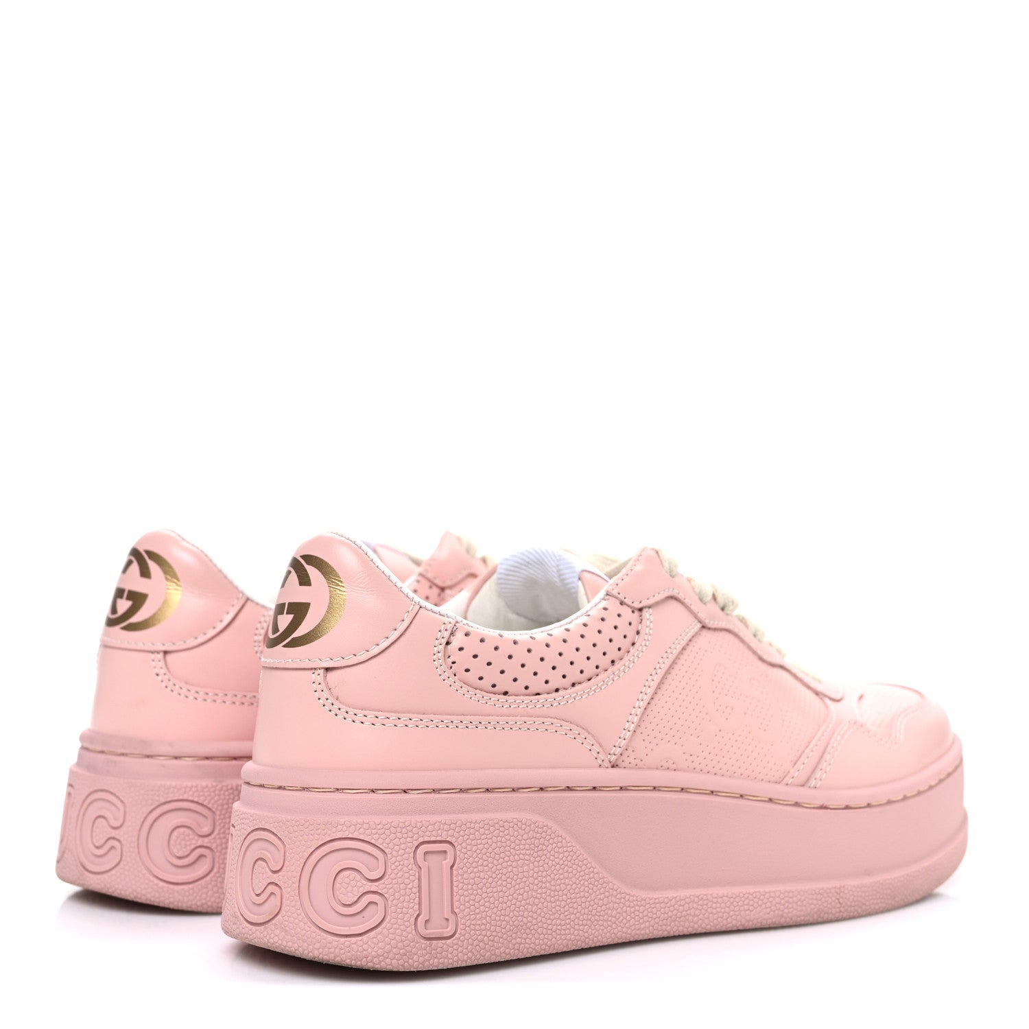 Gucci Calfskin GG Tennis Embossed Womens Platform 55mm Sneakers 35 Powder Pink 5 of 10