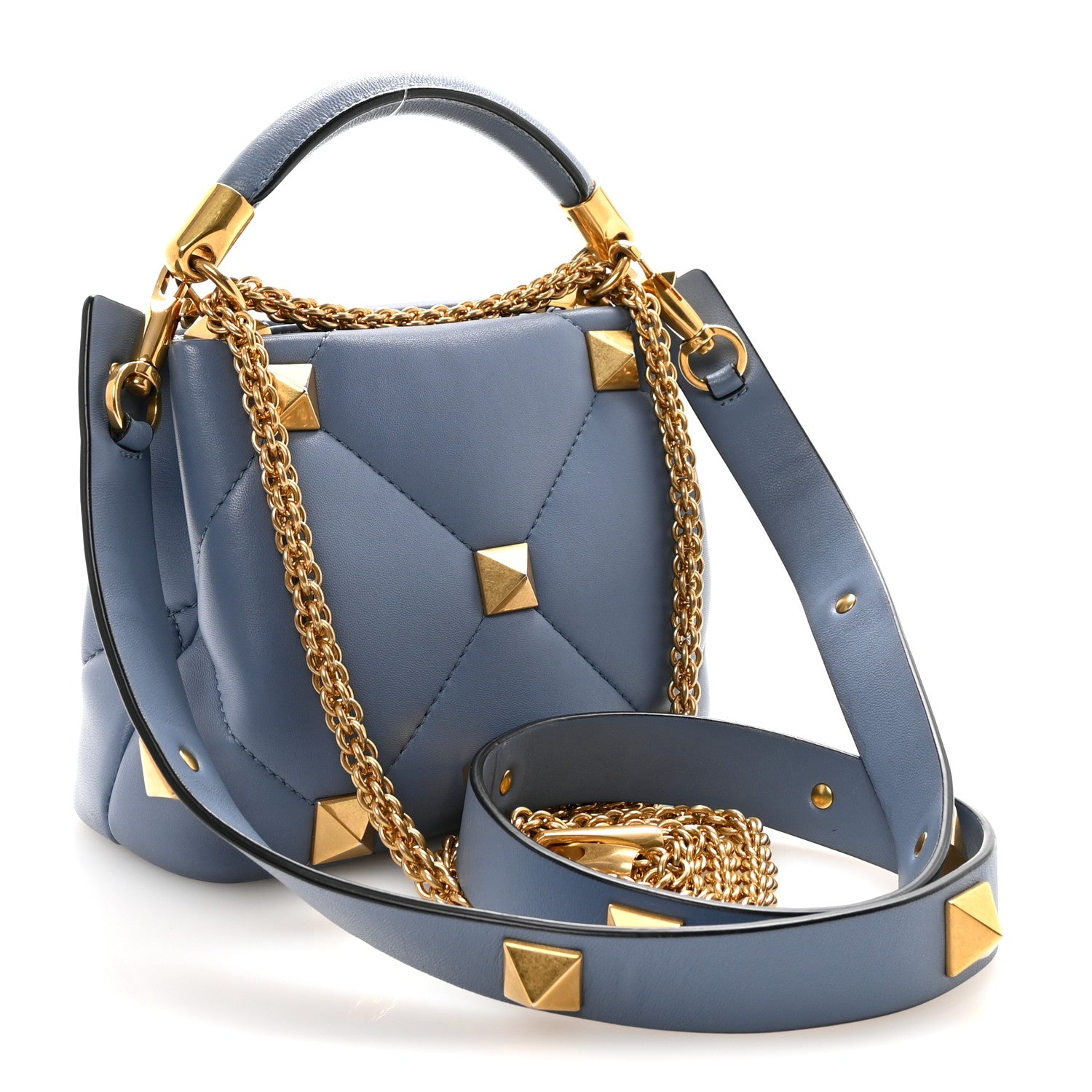 Valentino Garavani Nappa Mini Roman Stud The Handle Bag Niagara 3 of 9