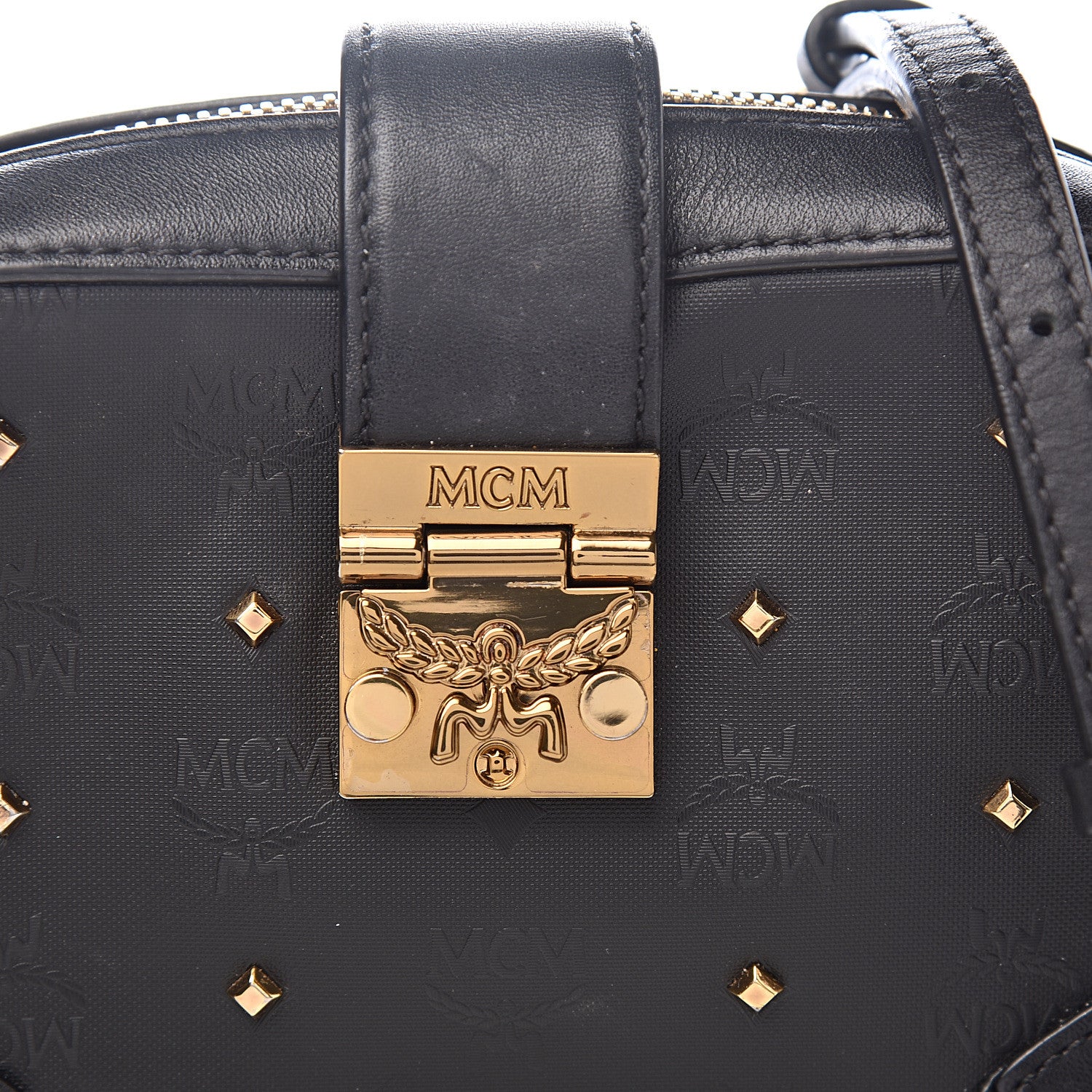 MCM Odeon Studded Camera Crossbody Bag Black 9 of 9
