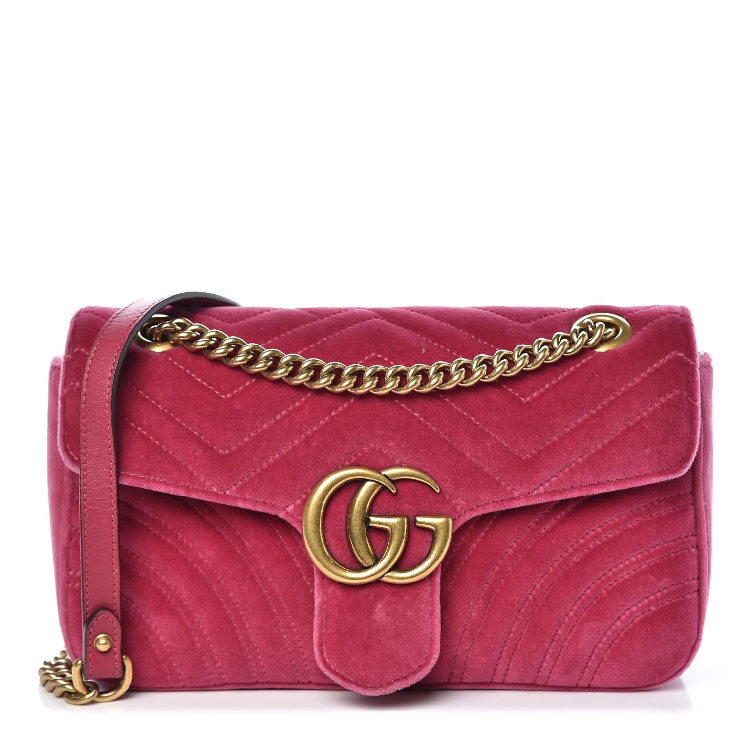 Gucci Velvet Matelasse Small GG Marmont Shoulder Bag Light Raspberry Rose 1 of 12