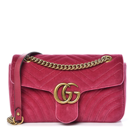 Gucci Velvet Matelasse Small GG Marmont Shoulder Bag Light Raspberry Rose 1 of 12
