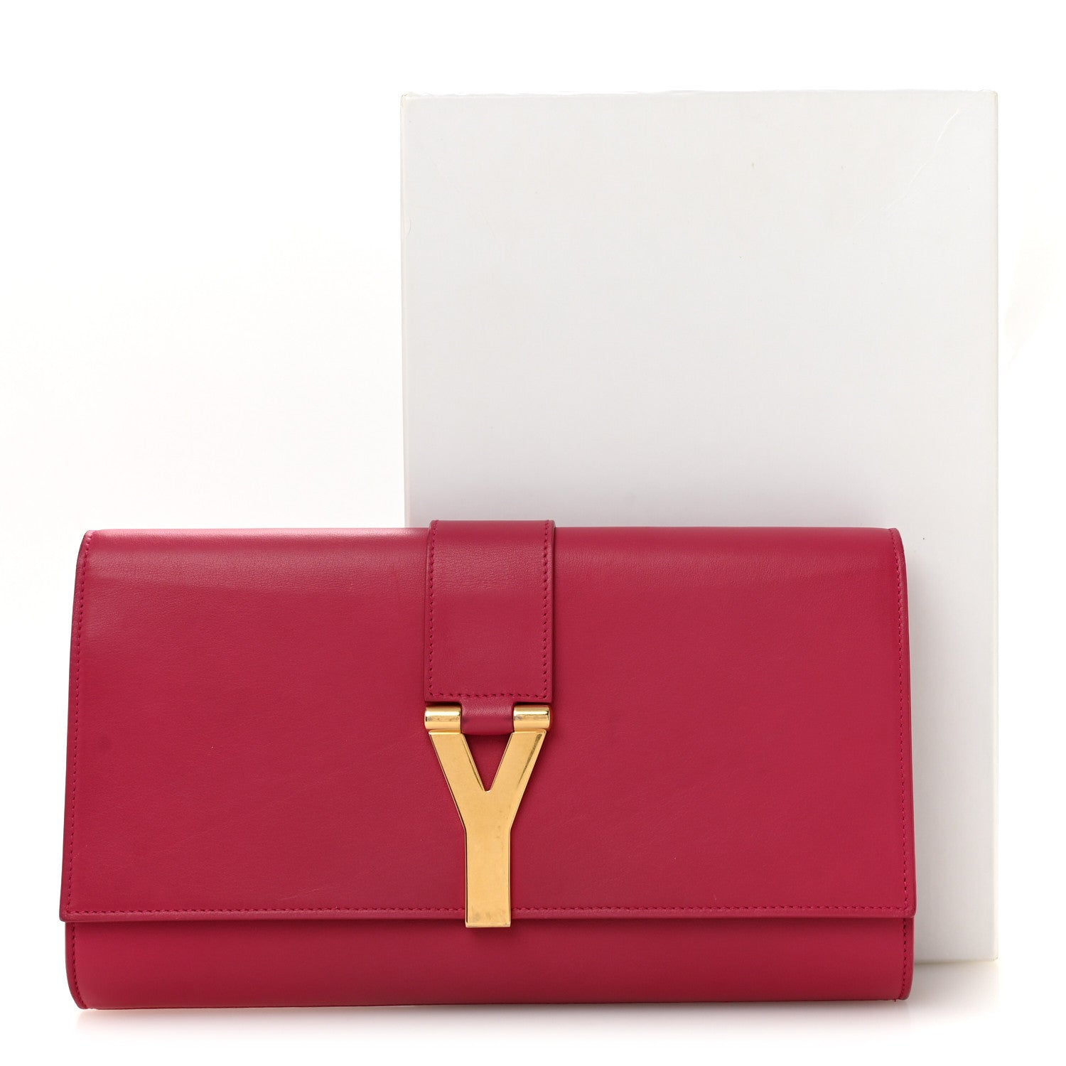 Saint Laurent Calfskin Classic Y Ligne Clutch Fuchsia 13 of 13