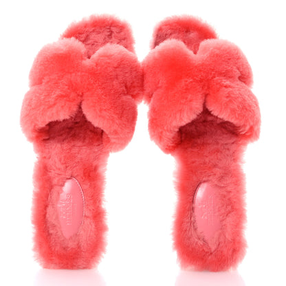 Hermes Woolskin Oran Sandals 38.5 Rose Du Desert 2 of 8