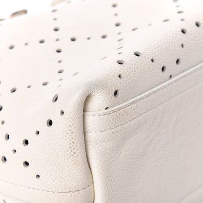 Chanel Caviar Perforated Drawstring CC Bag White 14 of 19