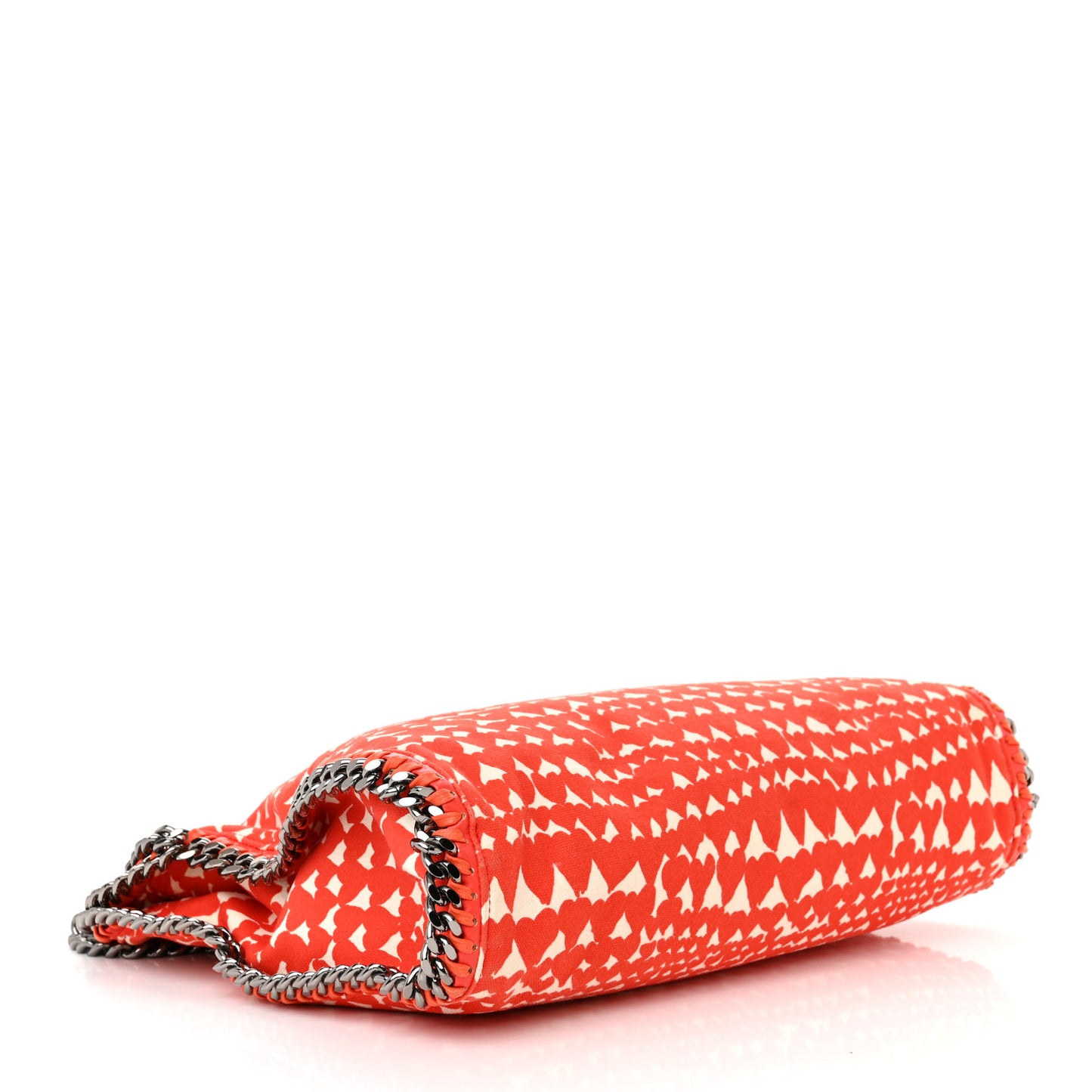 Canvas Heart Print Small Falabella Fold Over Tote Red