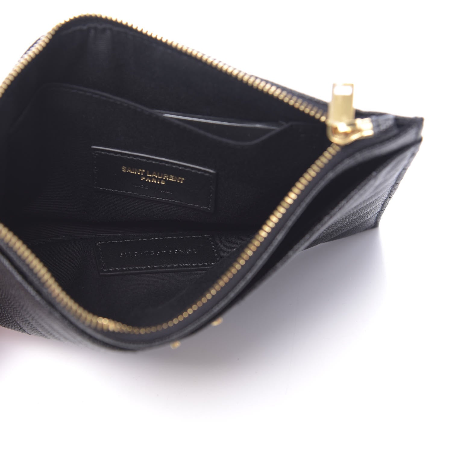 Saint Laurent Grain De Poudre Chevron Monogram Bill Pouch Black 5 of 7