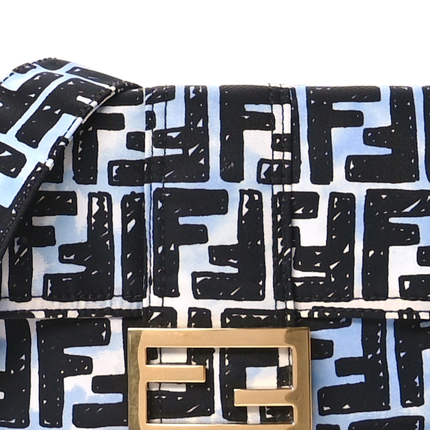 X JOSHUA VIDES Nylon FF Cloudy Mini Belt Baguette Bag White Celeste Black