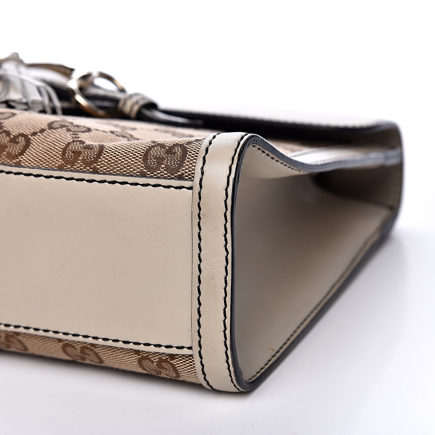 Gucci Monogram Margaux Calfskin Medium Emily Chain Shoulder Bag Beige Ebony Mystic White 9 of 15