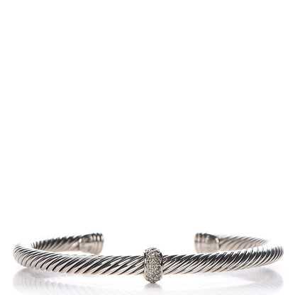 David Yurman Sterling Silver Diamond 5mm Cable Classics Single Station Bracelet 1 of 5
