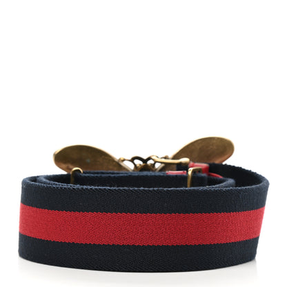 Gucci Web Queen Margaret Bee Belt 80 32 Red Navy 2 of 3