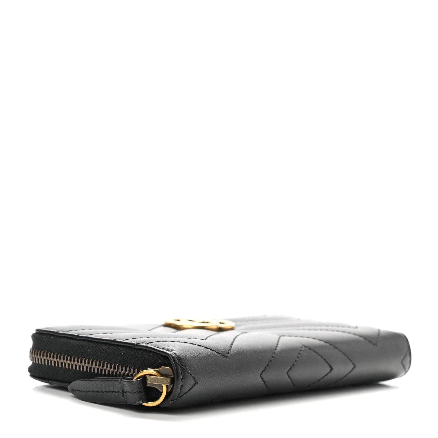 Gucci Calfskin Matelasse GG Marmont Zip Around Wallet Black 4 of 6