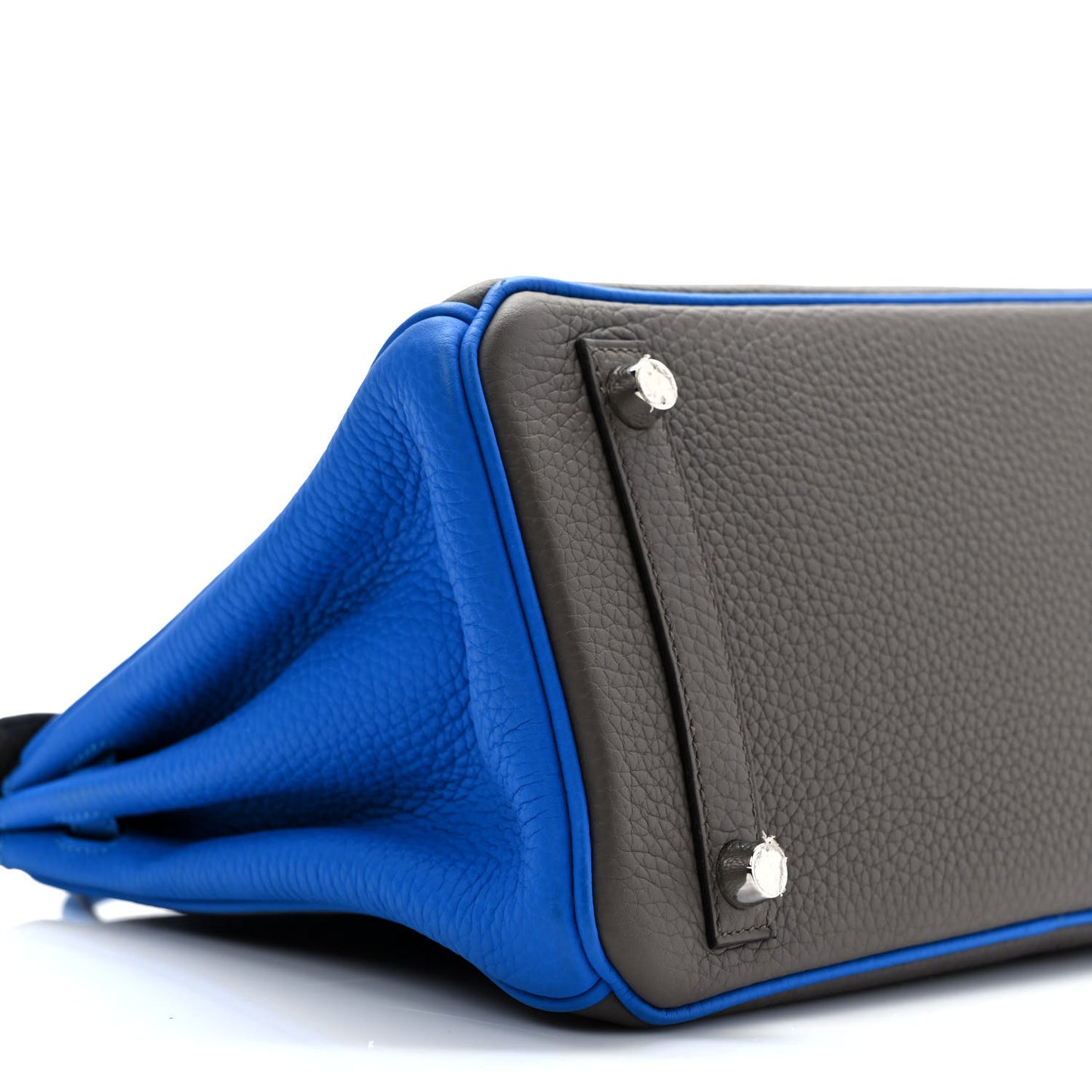Taurillon Clemence Horseshoe Birkin 25 Etain Blue Zellige