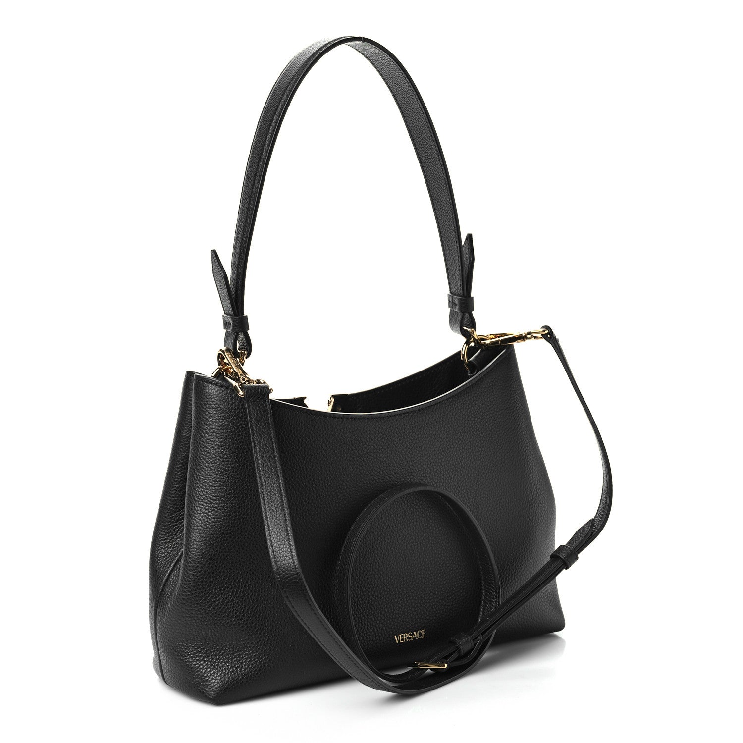 Versace Calfskin Vitello Virtus Hobo Black 2 of 7