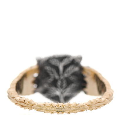 Gucci 18K Yellow Gold Sterling Silver Diamond Pearl Le Marche Des Merveilles Feline Ring 54 6.75 3 of 6
