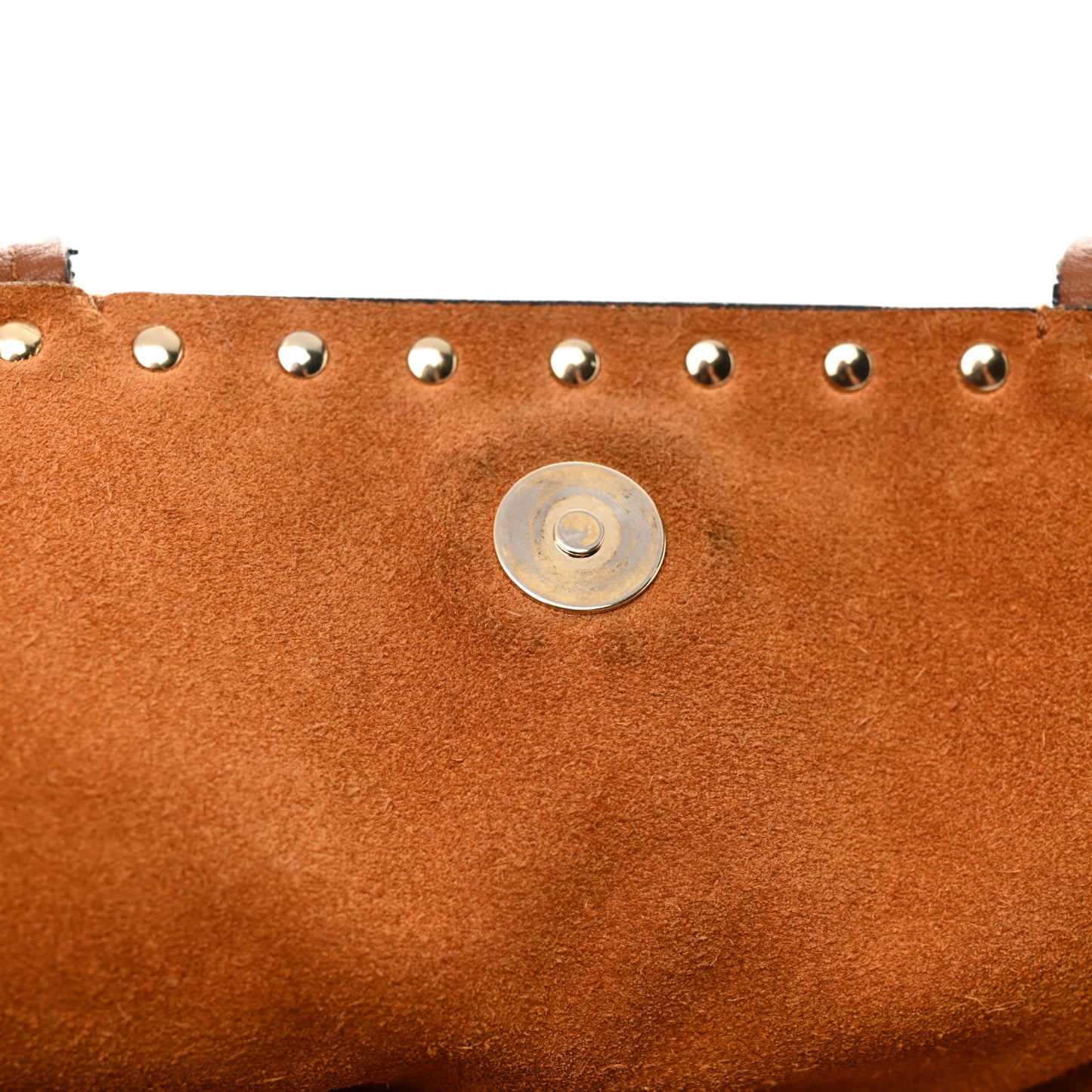 Grained Calfskin Rockstud Shoulder Tote Bright Cognac