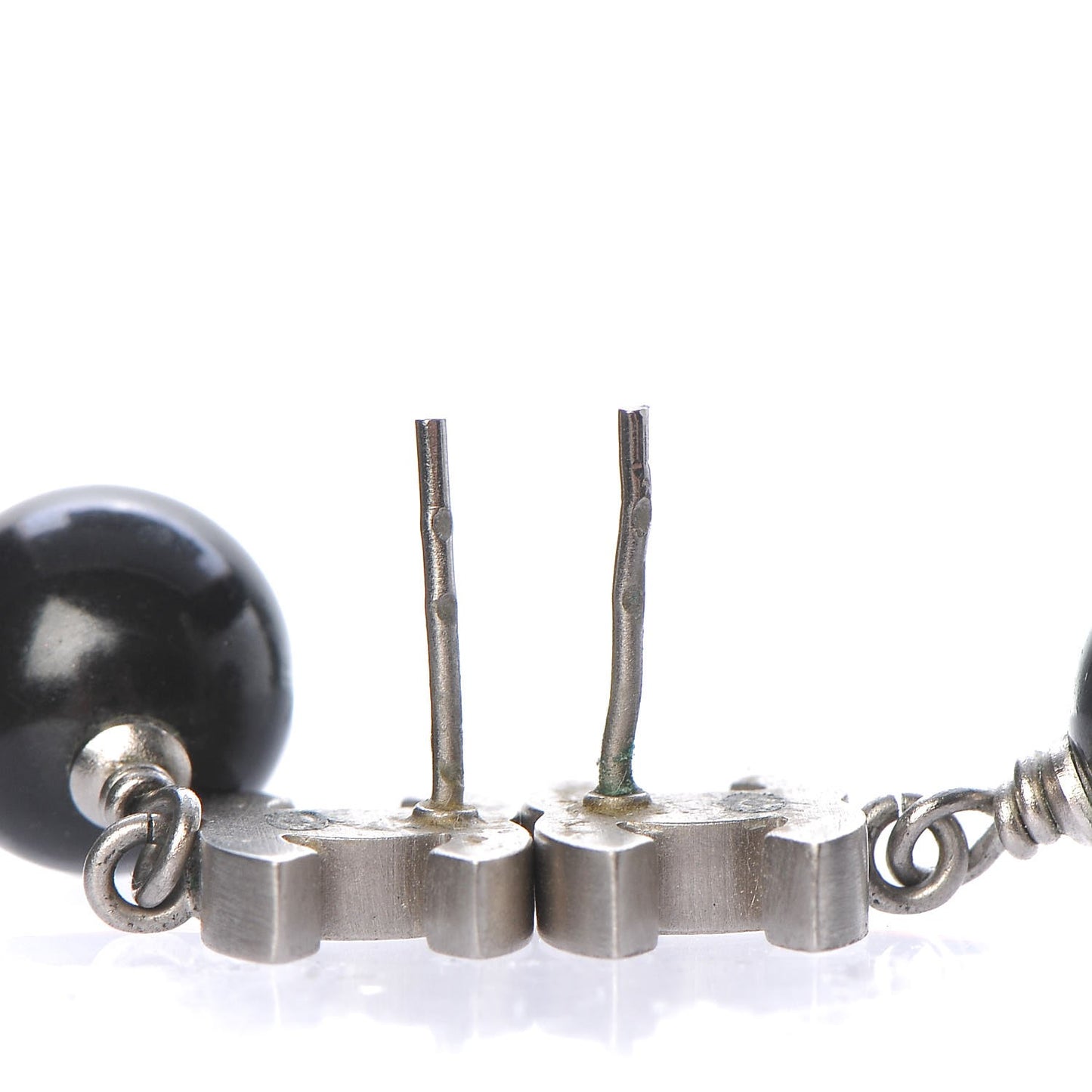 Enamel Resin CC Drop Earrings Black White