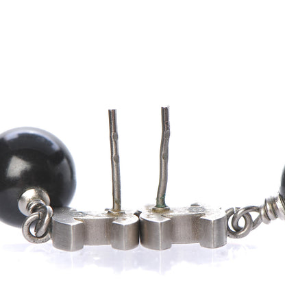 Chanel Enamel Resin CC Drop Earrings Black White 3 of 5