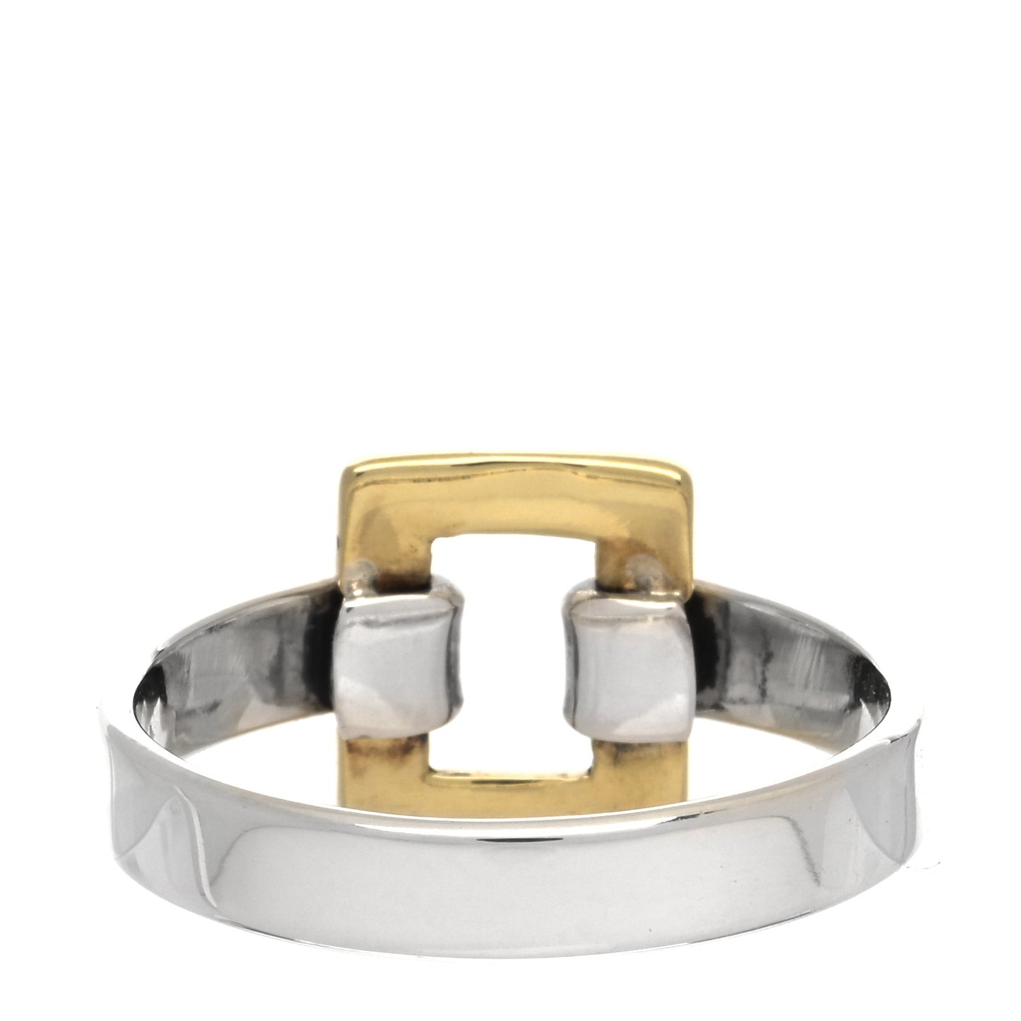 Sterling Silver 18K Yellow Gold Open Square Ring 51 5.75