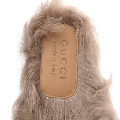 Gucci Goatskin Fur Web GG Mens Princetown Slippers 9.5 Black 6 of 8
