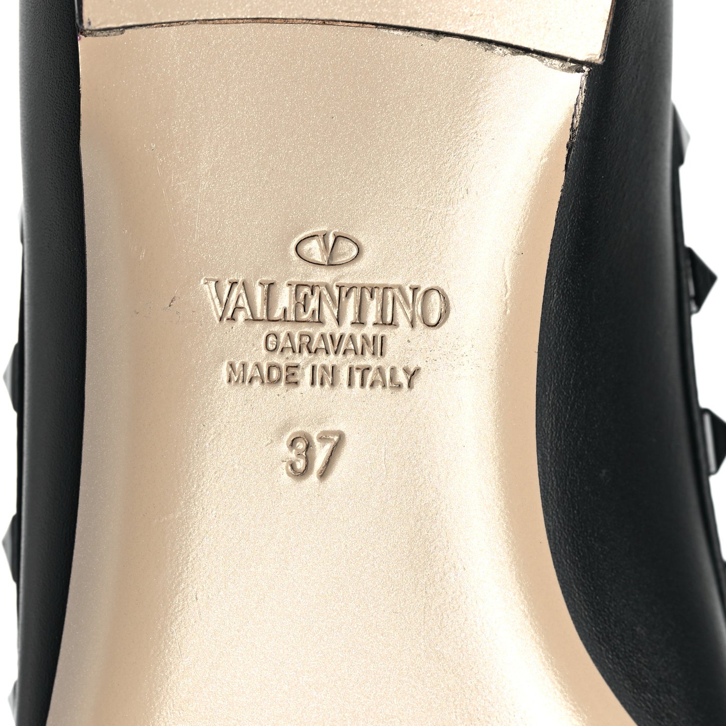 Calfskin Lacquered Monochrome Rockstud Ballerina Flats 37 Black