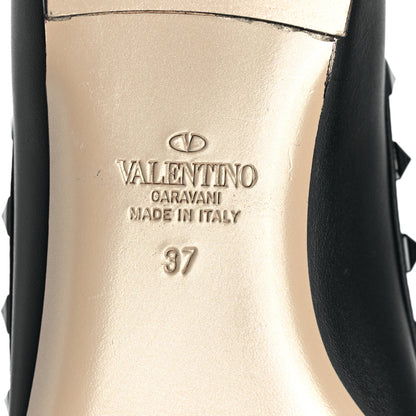 Valentino Garavani Calfskin Lacquered Monochrome Rockstud Ballerina Flats 37 Black 5 of 8