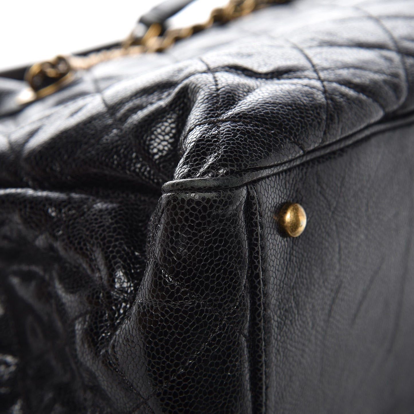 Glazed Caviar Quilted Small Shiva Tote Black