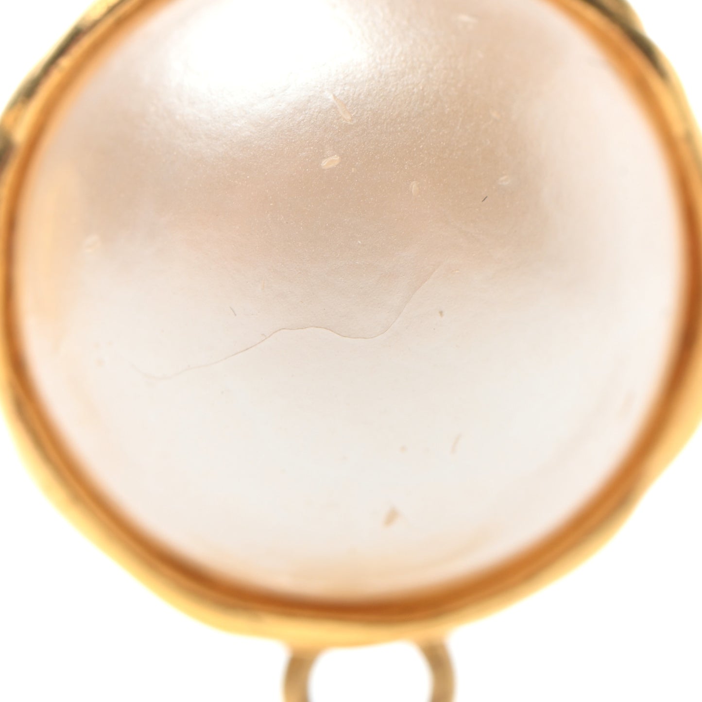 Pearl CC Dangle Clip On Earrings Gold