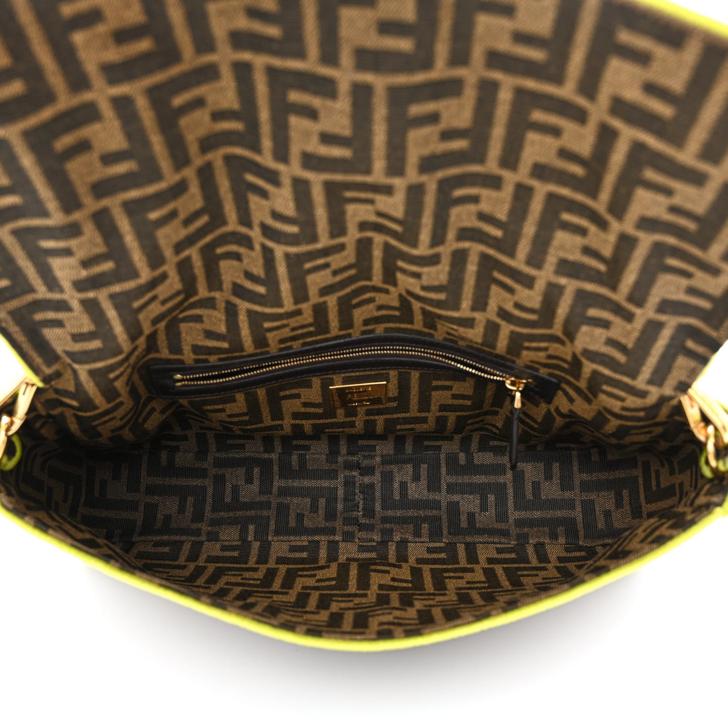 Fabric Jacquard FF 1974 Large Baguette Tobacco Moro Giallo Fluo