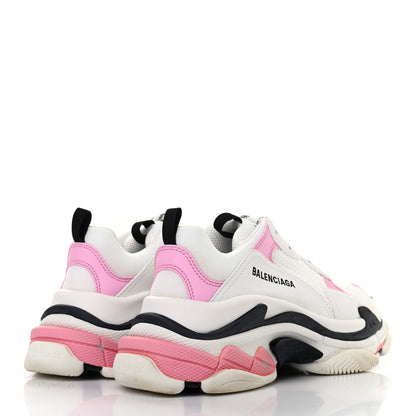 Balenciaga Fabric Mesh Washed Effect Womens Triple S Sneakers 40 Pink White Black 4 of 12