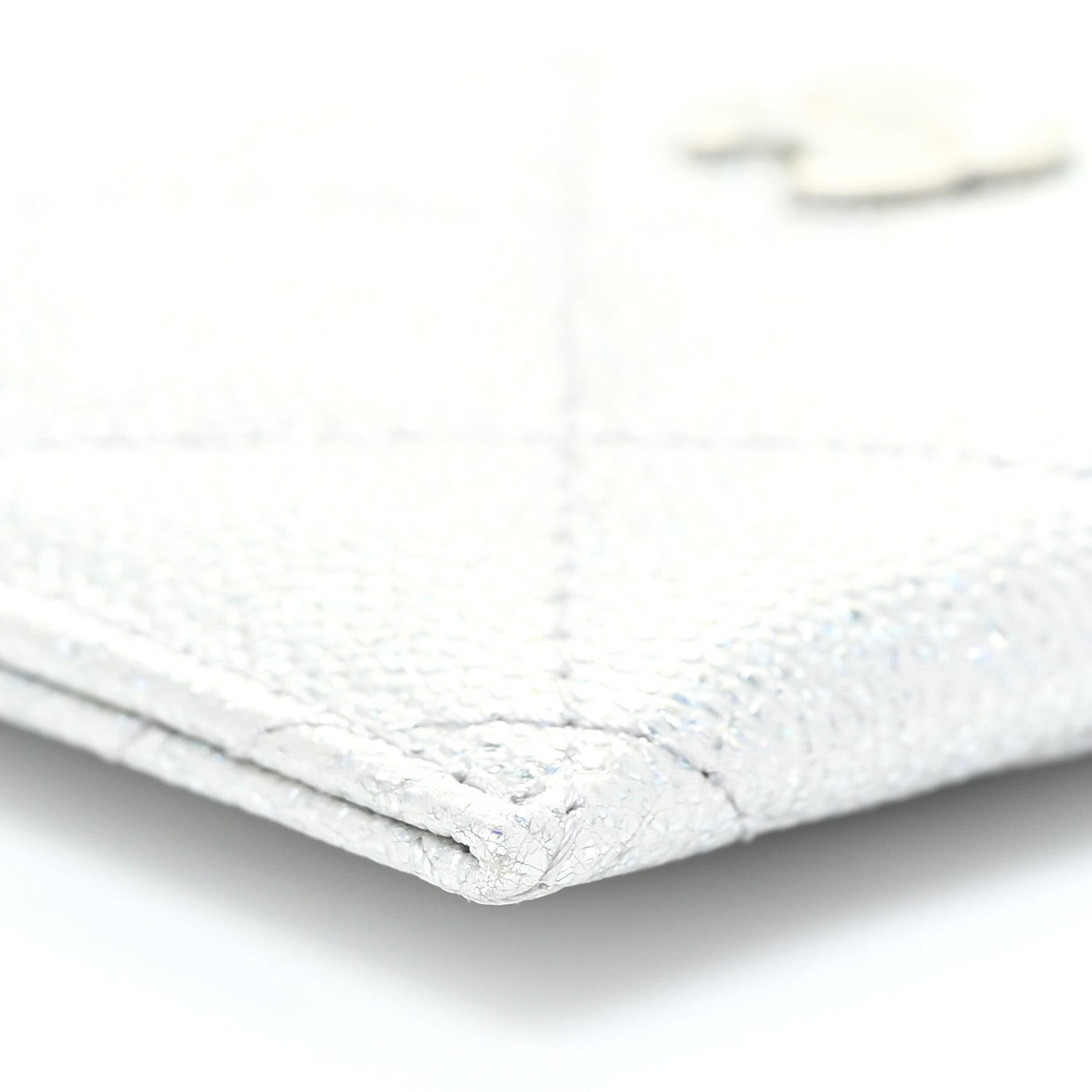 Chanel Glittered Metallic Caviar Quilted Card Holder Silver 10 of 12