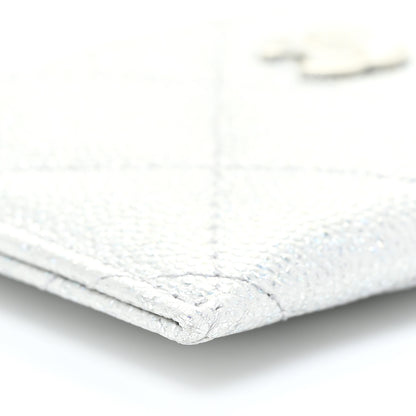 Chanel Glittered Metallic Caviar Quilted Card Holder Silver 10 of 12