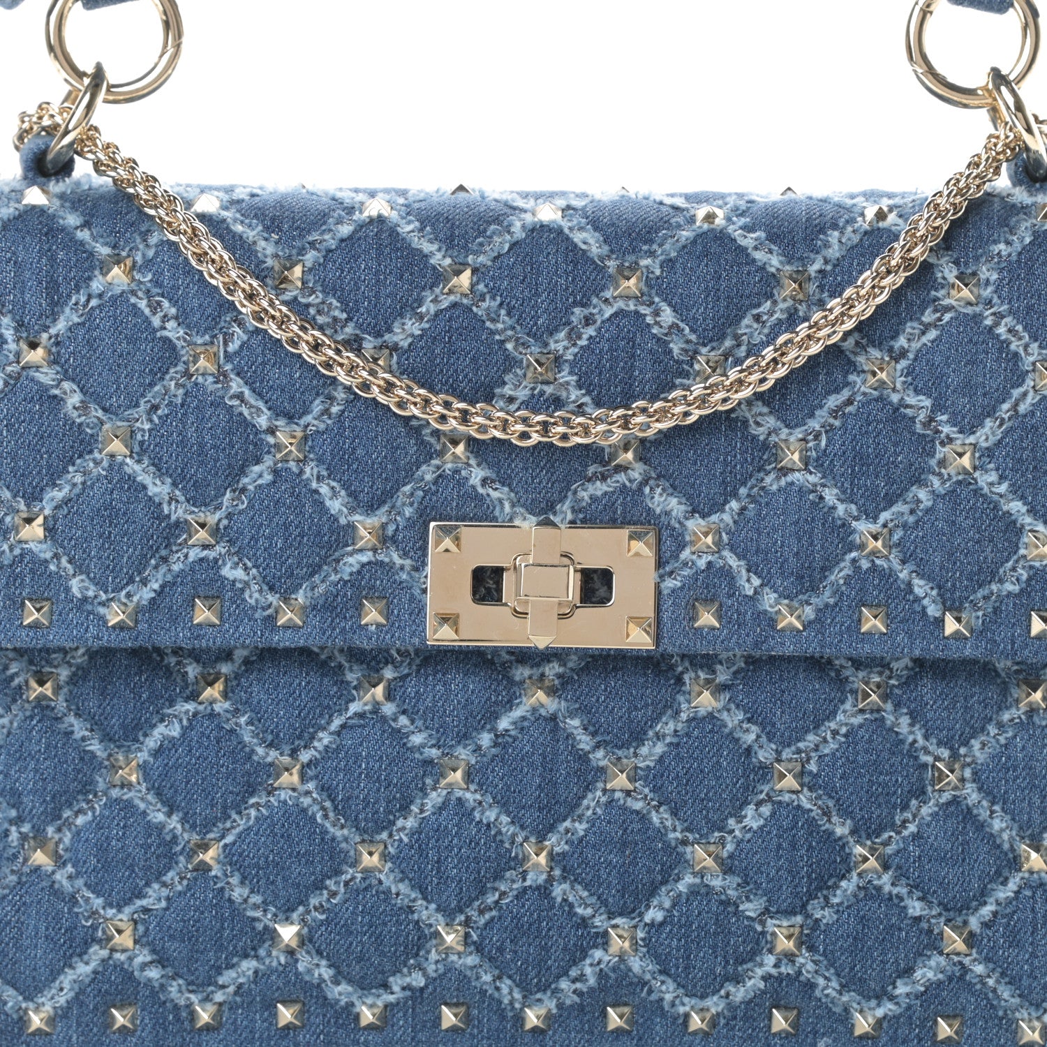 Valentino Garavani Denim Medium Rockstud Spike Shoulder Bag Denim 7 of 9