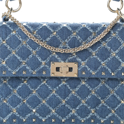 Valentino Garavani Denim Medium Rockstud Spike Shoulder Bag Denim 7 of 9