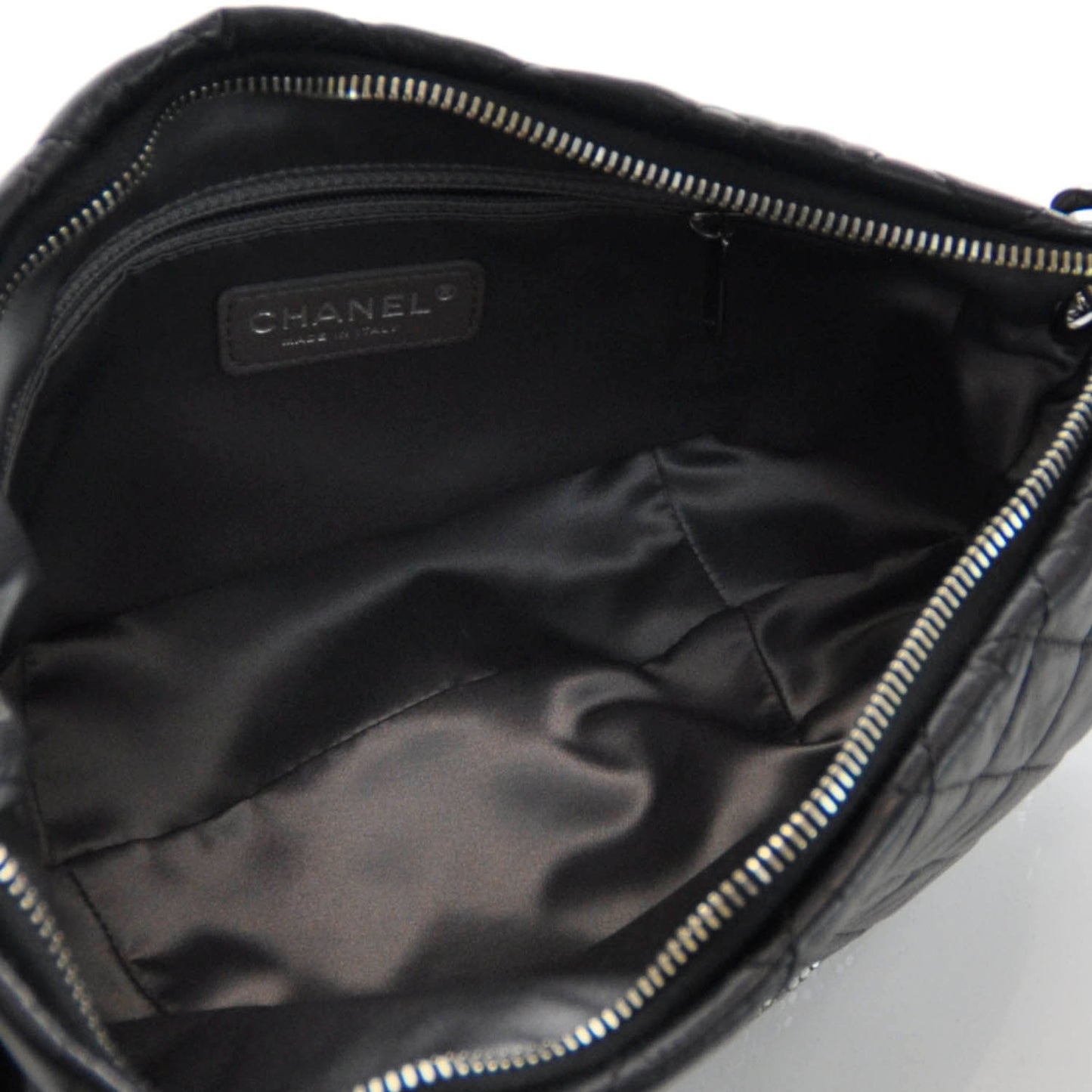 Lambskin Small Chain Mail Hobo Black