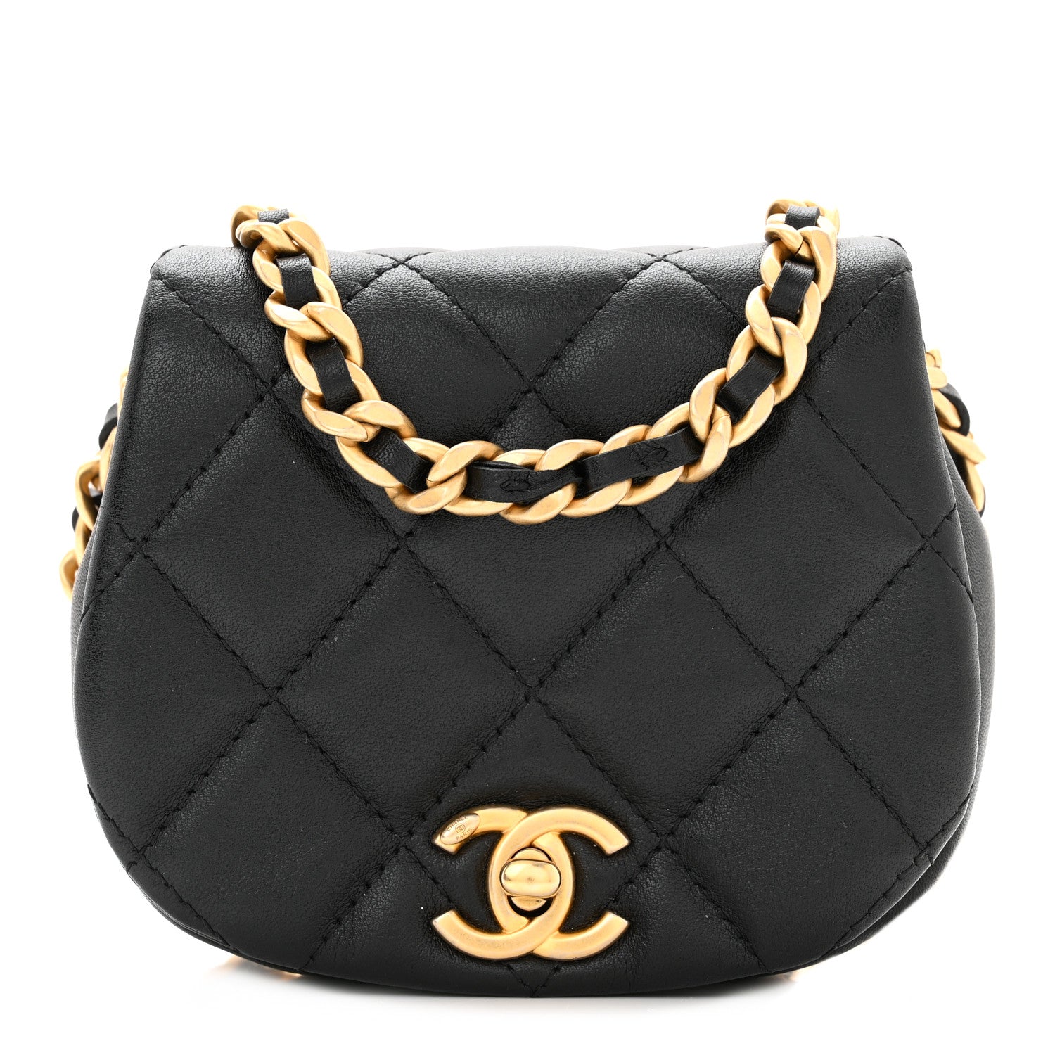 Chanel Calfskin Quilted Mini Coco Mail Clutch with Chain Black 1 of 12