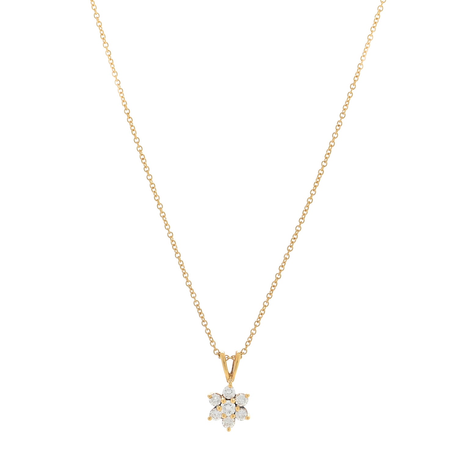 Tiffany 18K Yellow Gold Diamond Flower Pendant Necklace 1 of 3