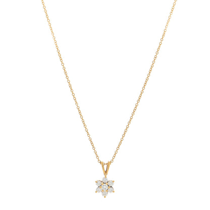 Tiffany 18K Yellow Gold Diamond Flower Pendant Necklace 1 of 3