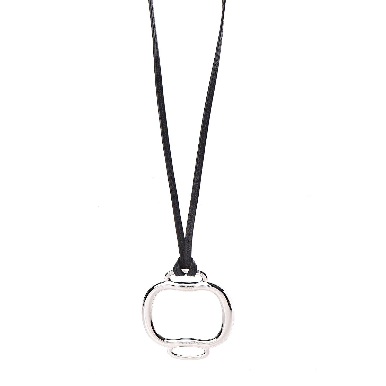 Hermes Swift Palladium Bouclerie Pendant Necklace Black 1 of 4