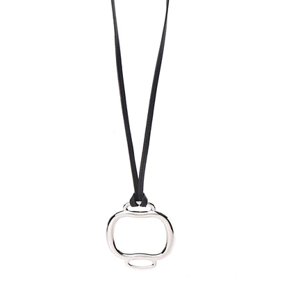 Hermes Swift Palladium Bouclerie Pendant Necklace Black 1 of 4