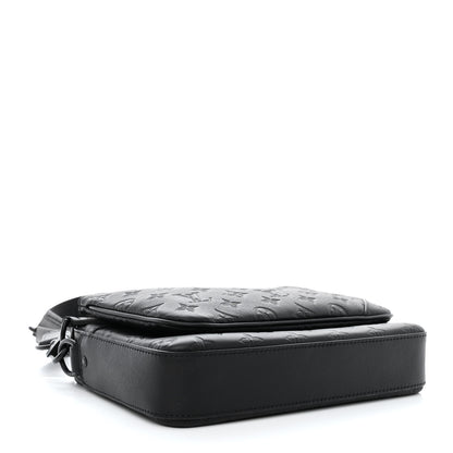 Louis Vuitton Calfskin Monogram Shadow Trio Messenger Black 4 of 11