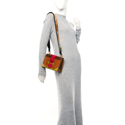 Prada Velluto Ricamo Cahier Shoulder Bag Cammello 2 of 10