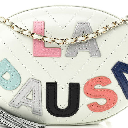 Chanel Embroidered Lambskin Chevron Quilted La Pausa Evening Bag White 8 of 10
