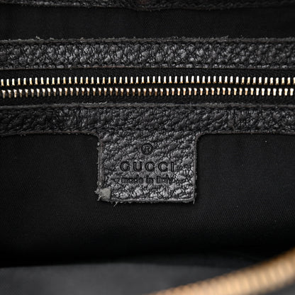 Gucci Pebbled Calfskin Web Bamboo Ring Hobo Black 6 of 13