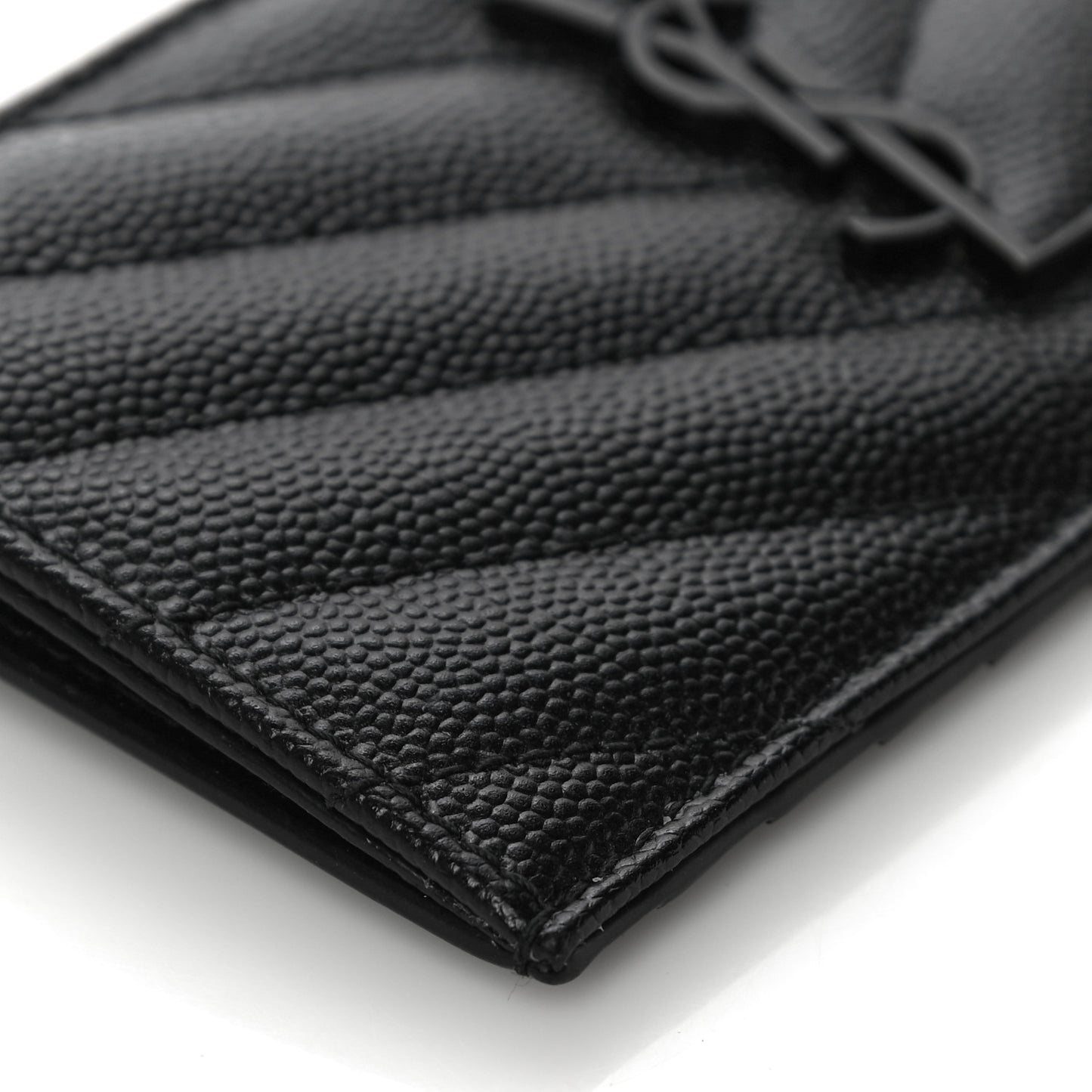 Grain De Poudre Matelasse Chevron Monogram Fragments Zippered Card Case Black