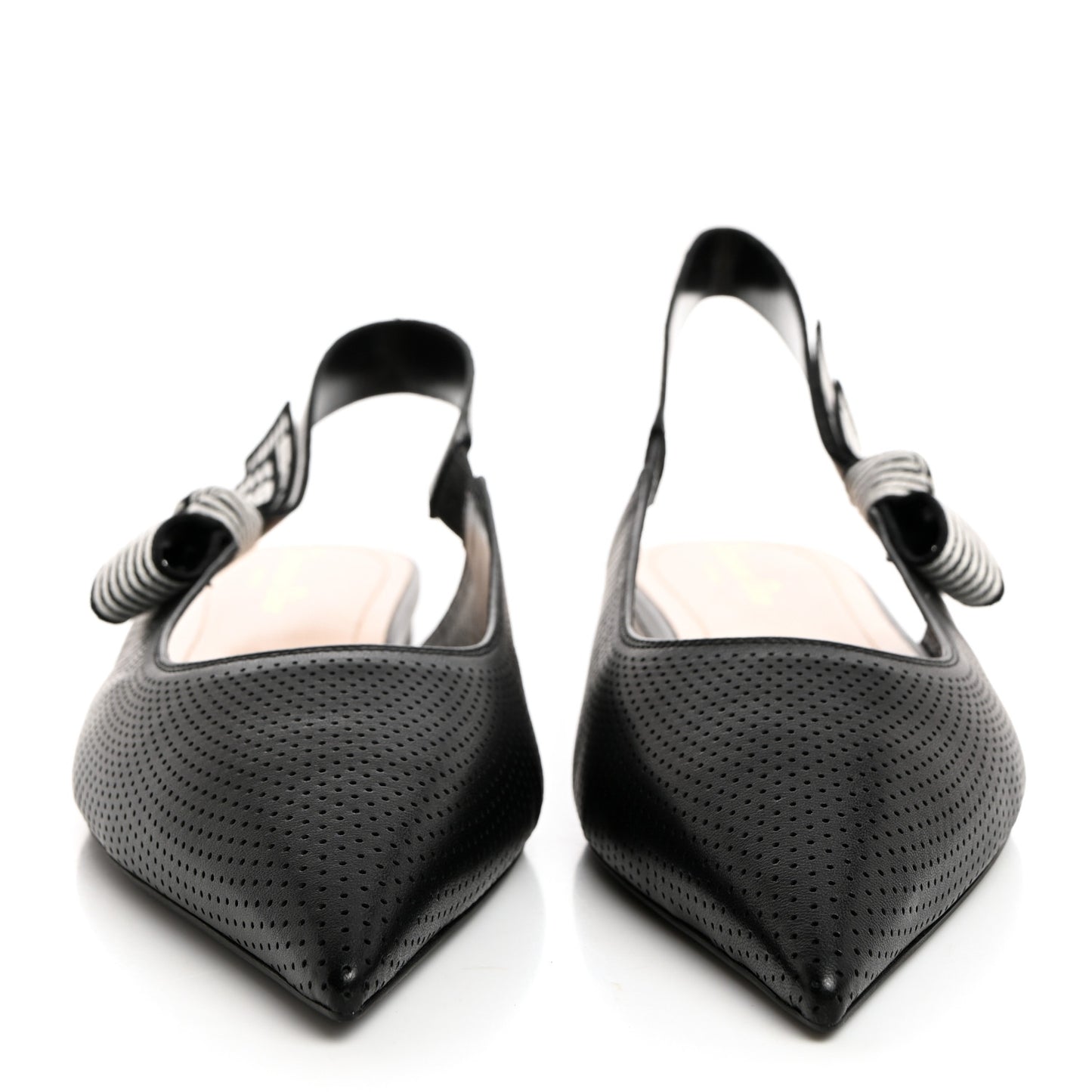 Perforated Supple Lambskin Cotton Ribbon Dior Toujours Slingback Flats 41 Black